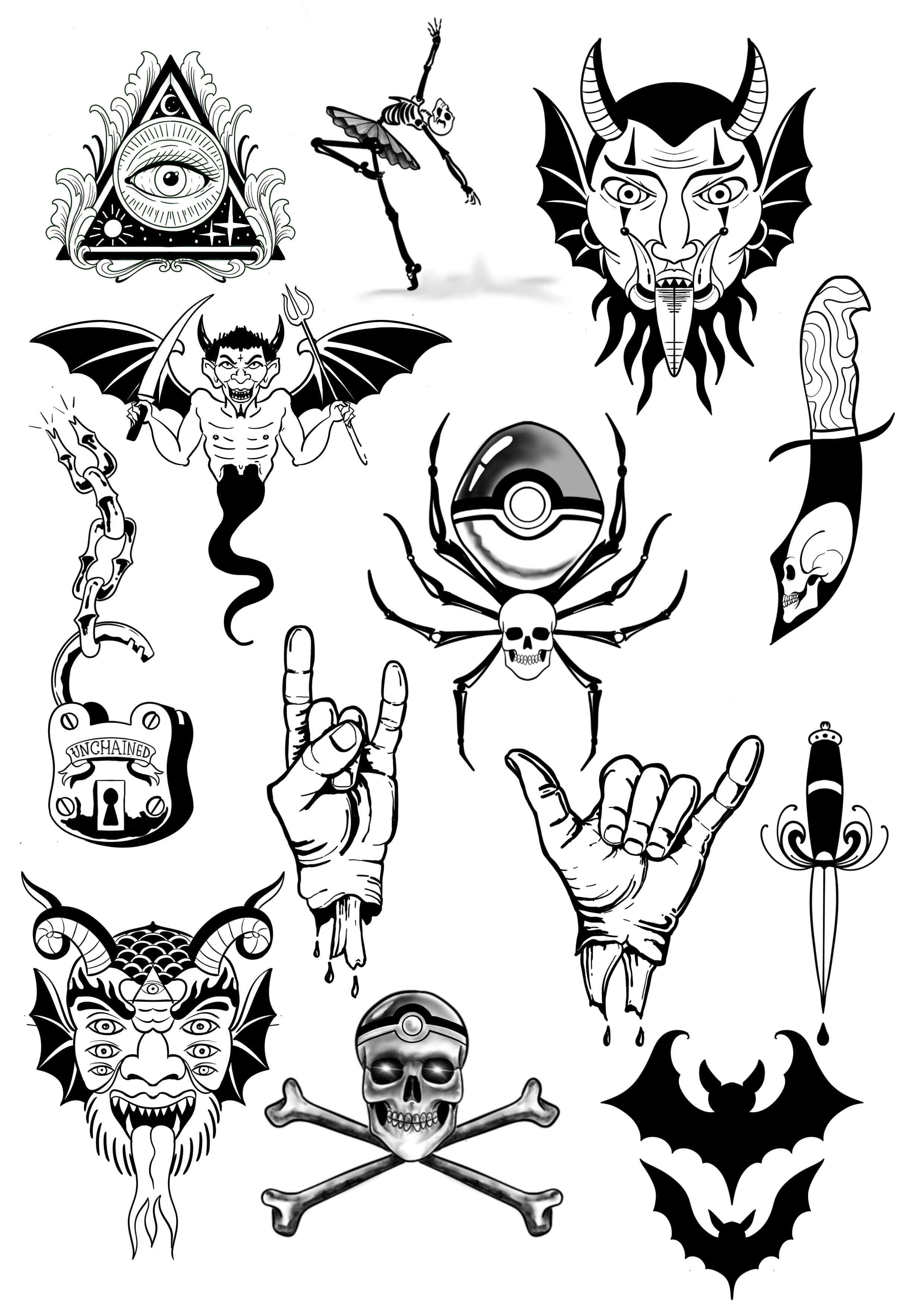 Flash tattoo design sheet 14 available at Bad Apples Tattoo Emporium, Taringa Brisbane