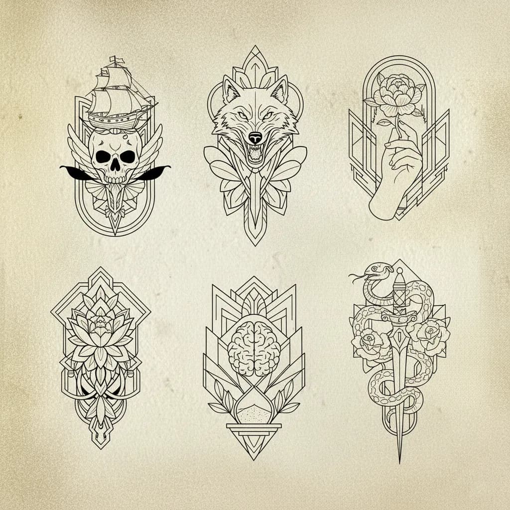 Flash tattoo design sheet 5 available at Bad Apples Tattoo Emporium, Taringa Brisbane