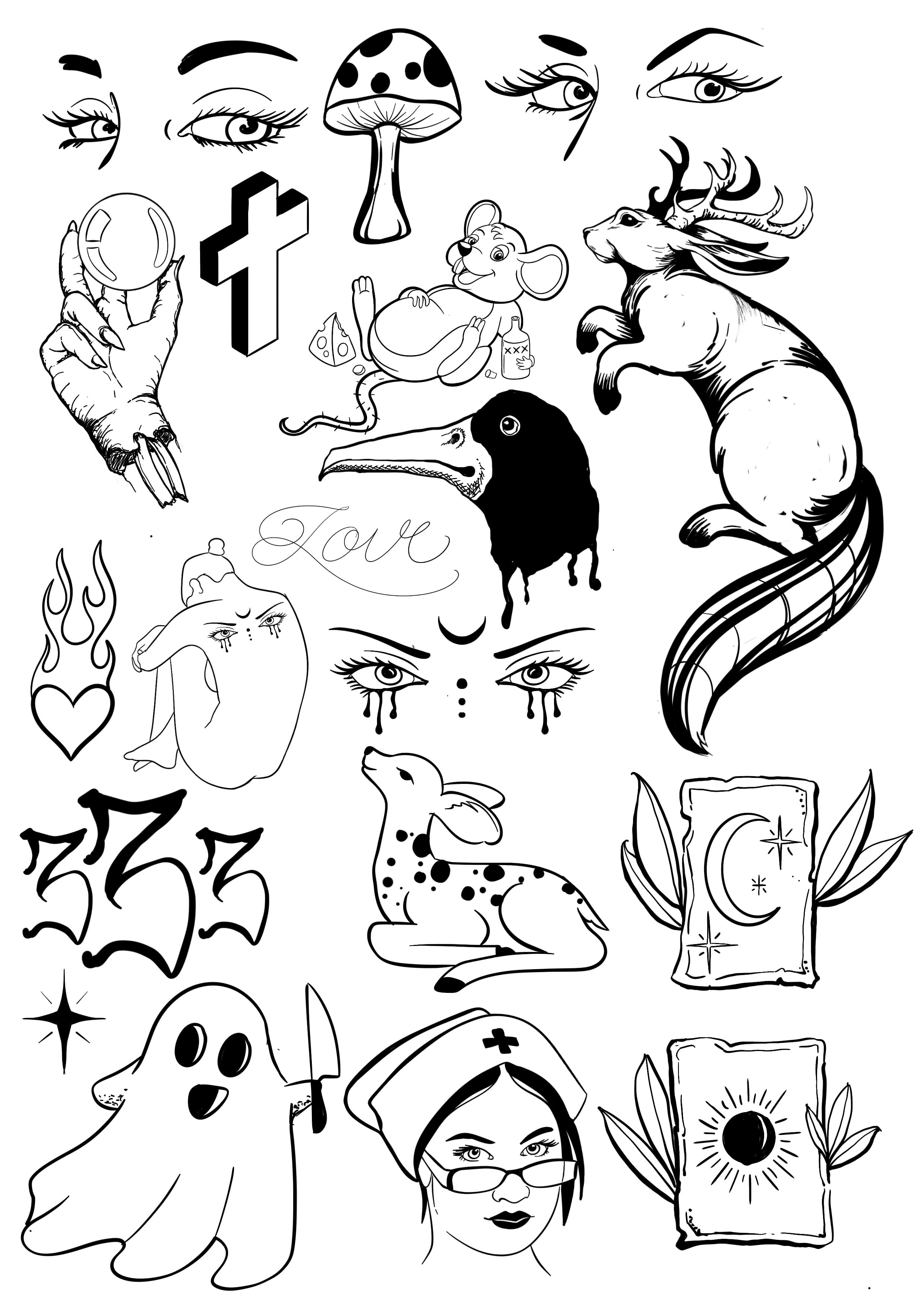 Flash tattoo design sheet 9 available at Bad Apples Tattoo Emporium, Taringa Brisbane