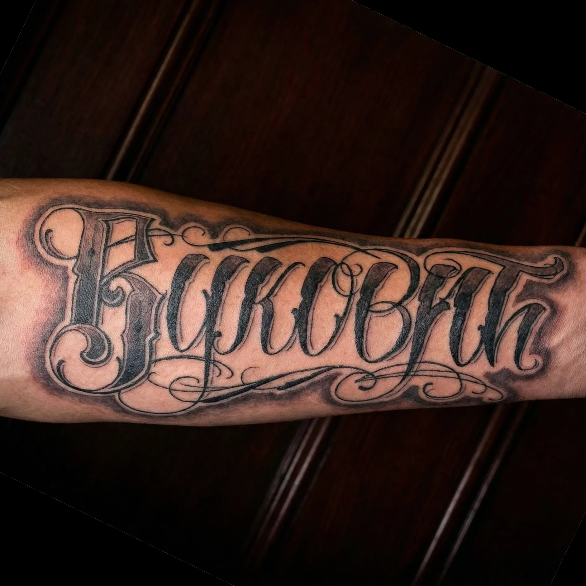 Script & Lettering Tattoos in Brisbane tattoo by Bad Apples Tattoo Emporium, Taringa Brisbane (1)